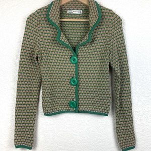 vintage green knit crop cardigan oversized button